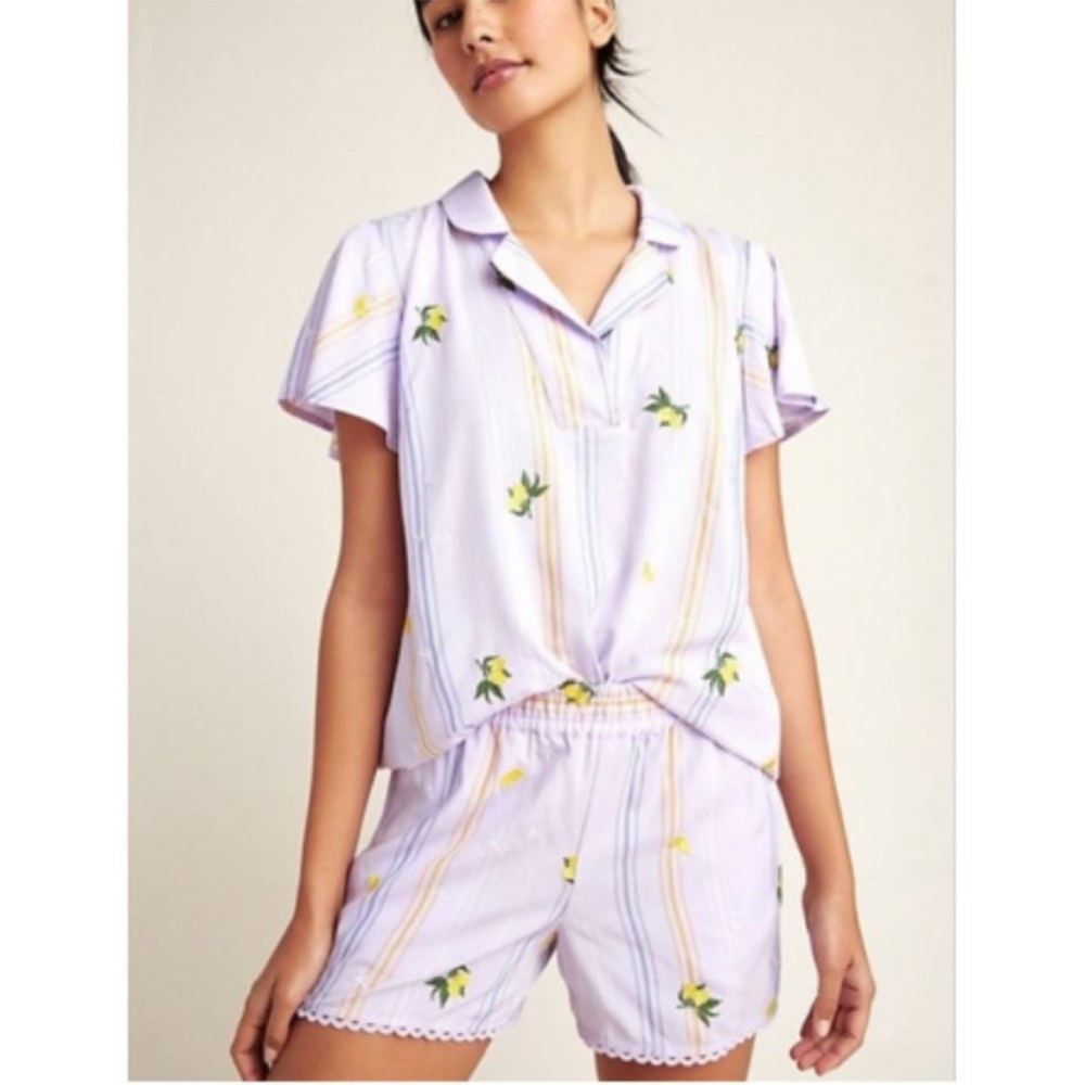 Anthropologie embroidered pajama set (shorts).